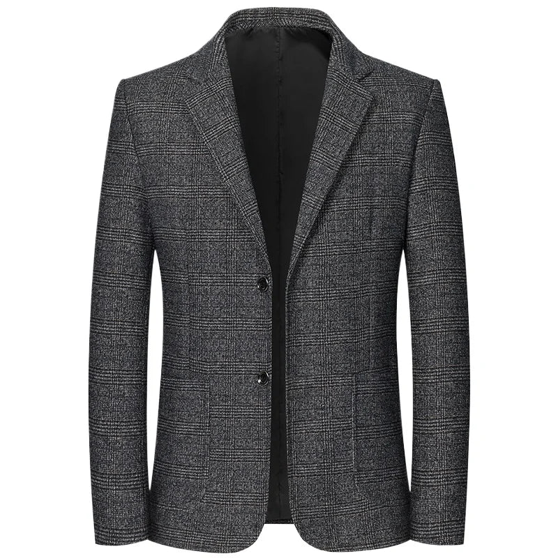 Men's Retro Plaid Suit 2025 High Quality Spring Autumn Leisure Fashion Handsome Business Ironing Top Coat