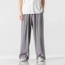Men's Casual Cotton Linen Harlan Pants Summer Thin Straight Leg Long Trousers Wide Leg Lantern Pants Low Waist Loose Fit