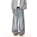 New Korean Retro Men'S Jeans High Street Straight Leg Pants Loose Casual Jeans Fashion Wide Leg Pants