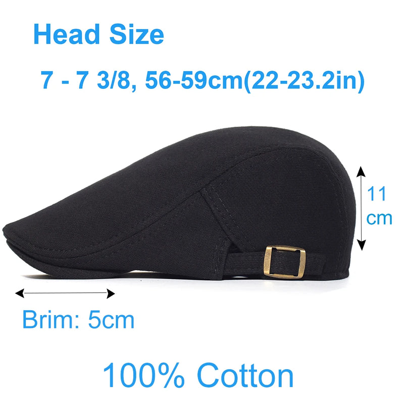 Cotton Adjustable Newsboy Caps Men Woman Casual Beret Flat Ivy Cap Soft Solid Color Driving Cabbie Hats