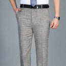 Straight Men's Summer Pants Social Tailoring Cotton Business Linen Male Suit Trousers Elegant Dress Clothing Premium 2024