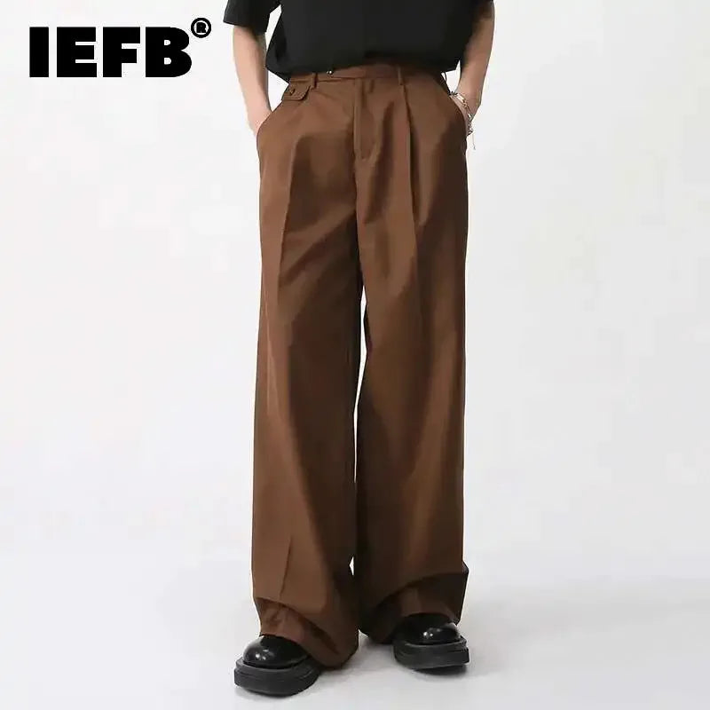 IEFB Men's Wear Spring New Suit Pants Loose Straight Korean Fashion Simple Solid Color Male Casual Trousers Wide Leg 9A6959