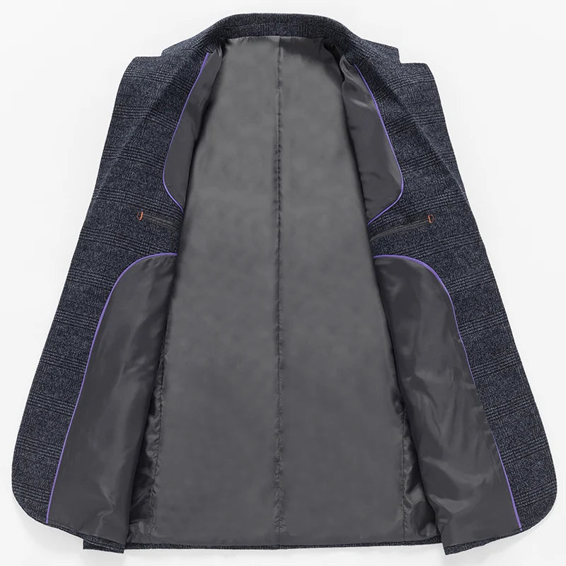 Men's Retro Plaid Suit 2025 High Quality Spring Autumn Leisure Fashion Handsome Business Ironing Top Coat