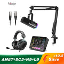 FIFINE Gaming Audio Set Microphone/Mixer/Headset for Streaming Podcasting,Podcast Set for Youtube/OBS/Tiktok/X/VK - AM8/H9/SC3
