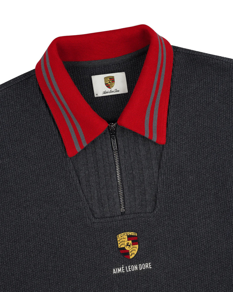 Porsche x Aimé Leon Dore Pullover Jacquard Collar Quarter Zip Charcoal